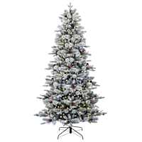 (B16) Pre-Lit Frosted Aspen Pine Christmas Tree, 7.5'