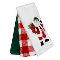 3-Pack Red & Green Santa Hand Towels