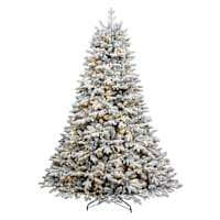 (B13) Pre-Lit Flocked Rockefeller Spruce Christmas Tree, 7.5'