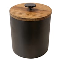 Black Nickel Double Wall Ice Bucket with Wood Lid, 2qt