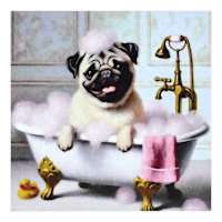 Pug In Tub Box, 8x1.5x8
