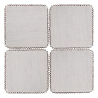 Set of 4 Square White Beaded Wood Coasters