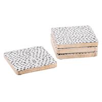 Set of 4 Black & White Dots Square Coasters