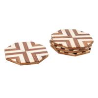 Set of 4 Octagon Resin Wood Coasters