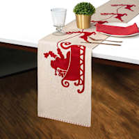 Santa Sleigh Cotton Table Runner, 72x13