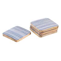 Set of 4 Square Blue & White Striped Coasters