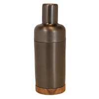 Black Nickel Cocktail Shaker with Wood Base, 16oz