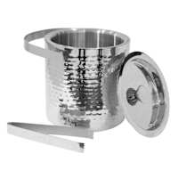 Silver Hammered Ice Bucket with Ice Tongs, 3qt