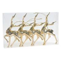 4-Count Gold Deer Ornaments