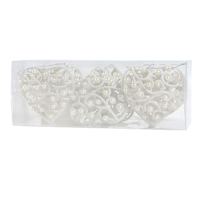 6-Count White Glittered Heart Ornament, 11"