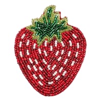 Set of 4 Strawberry Fully Beaded Coasters, 4"