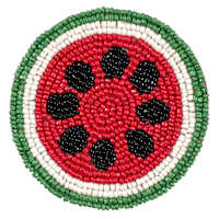 Set of 4 Watermelon Fully Beaded Coasters, 4"