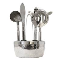 5-Piece Silver Hammered Bar Tool Set