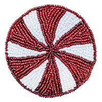 Set of 4 Peppermint Beaded Coasters, 4"