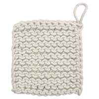 White Cotton Crochet Square Trivet, 8"