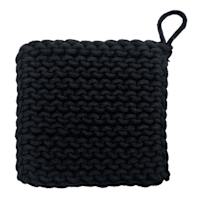 Black Cotton Crochet Square Trivet, 8"
