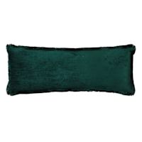 The Jewel Shop Green Viscose Velvet Throw Pillow with Fringe, 14x36