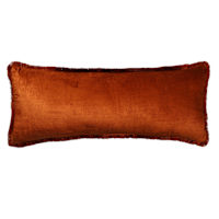 The Jewel Shop Dark Orange Viscose Velvet Throw Pillow with Fringe, 14x36