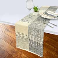 Black Woven Split Stitch Table Runner, 14x72