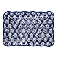 Set of 4 Quilted Blue Paisley Block Print Placemats, 13x9