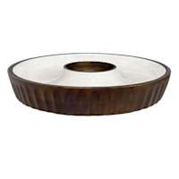 White Enamel Wood Chip & Dip Platter, 15"