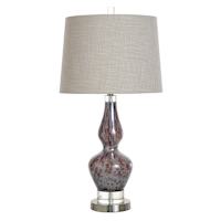 Grey Glass Lamp with Shade, 32"