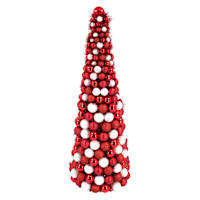 Peppermint Swirl Red & White Iridescent Ornament Tree, 36"