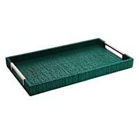 Hendrix Woven Tray with Silver Metal Handles, 18x10