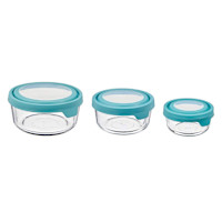 Anchor Hocking 6-Piece Trueseal(Tm) Round Food Storage Container Value Pack with Mineral Blue Trueseal(Tm) Lids