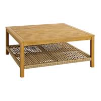Haven Blonde Acacia Wood and Tan Rope Large Coffee Table
