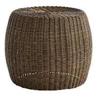 Espresso Natural Wicker Woven Outdoor Ottoman, 22"
