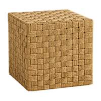 Natural Wicker Checkered Woven Outdoor Ottoman, 18"