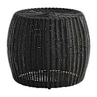 Wicker Woven Outdoor Ottoman, Black