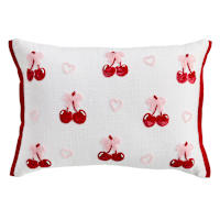 Valentine's Cherry & Bows Beaded Throw Pillow with Flange, 14x20