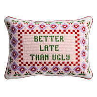 Valentine's Better Late Needlepoint Throw Pillow, 14x20