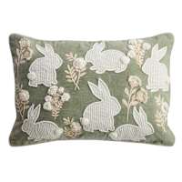 Easter Velvet Embroidered Throw Pillow with Applique, 14x20