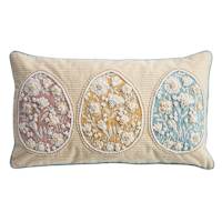 Easter Eggs Embroidered Velvet Applique Throw Pillow, 14x20