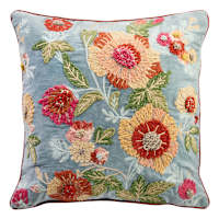 Easter Velvet Floral Embroidered Throw Pillow, 20"
