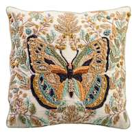 Easter Butterfly Embroidered Throw Pillow, 20"