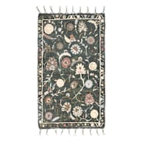 Green Floral Embroidered Accent Rug, 27x45