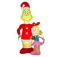 Dr. Seuss Grinch & Cindy Lou Scene Inflatable, 6'