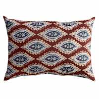 Block Print Spice Lumbar Outdoor Throw Pillow, 14x20