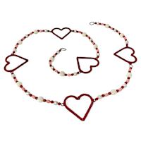 Red Beaded Heart Garland, 72"