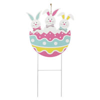 Bunny Trio in Egg Yard Stake, 29"