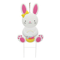 Bunny with Basket Yard Stake, 25"