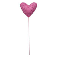 Pink Felt Beaded Heart Pick, 14"