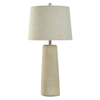 Tan Ceramic Large Lamp with Shade, 30"