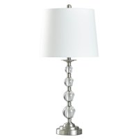 Silver Glass Stacked Lamp with Shade, 31"
