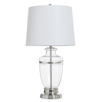 Clear Seeded Glass Lamp with Shade, 30"