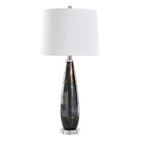 Black Art Glass Large Lamp with Shade, 29"
